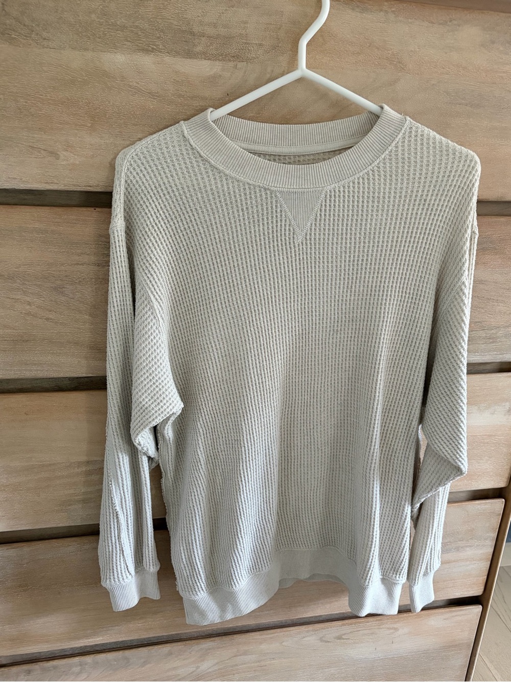 aerie Cream Waffle-Knit Crewneck Sweater